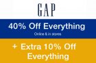GAP 40% Off Everything + Bonus 10% Off Code