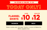 Today Only! $10 & $12 Flannel Shirts