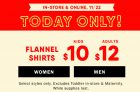 Today Only! $10 & $12 Flannel Shirts