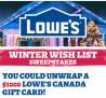 Lowe’s Winter Wish List Sweepstakes