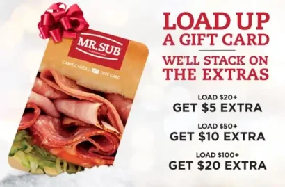 Mr Sub Holiday Gift Card Bonus
