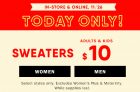 Today Only! $10 Sweaters