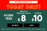 Today Only! $8 & $10 Plush Tees