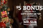 Mr Sub Holiday Gift Card Bonus