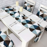 Cotton Table Runner, Modern Minimalistic Geometric Pattern (blue), 12″ x 71″