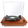 1byone Belt Driven Bluetooth Turntable with Built-in Stereo Speaker, Vintage Style Record Player, Vinyl-To-MP3 Recording, Natural Wood