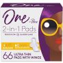 One by Poise 2-in-1 Period & Bladder Leakage Pad with Wings, Regular Absorbency, 66 Count