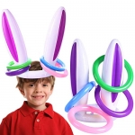 2 Pack Easter Inflatable Bunny Rabbit Ears Ring Toss Party Games (2 Set & 8 Rings)