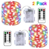 2 Pack Fairy String Lights Battery Powered 33ft 100 LED