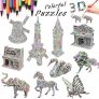 3D Coloring Painting Puzzle (10 Pack)
