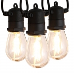 Patio String Lights with Dimmable Edison Vintage Plastic Bulbs, 48ft, Weatherproof