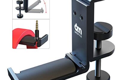 6amLifestyle Foldable Headphone Stand Hanger Under Desk Clamp with Cable Organizer