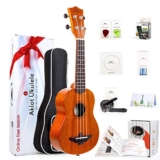 AKLOT Soprano Mahogany Ukelele 21 inch Beginners Starter Kit
