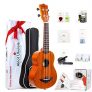 AKLOT Soprano Mahogany Ukelele 21 inch Beginners Starter Kit