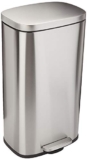 Amazon Basics Rectangle Soft-Close Trash Can – 30L, Satin Nickel