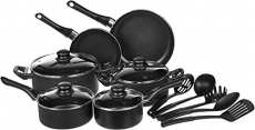 AmazonBasics 15-Piece Non-Stick Kitchen Cookware Set – Pots, Pans and Utensils