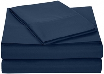 AmazonBasics Microfiber Sheet Set – Twin Extra-Long, Navy Blue