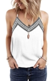 Ancapelion Women’s V Neck Summer Tank Top, Embroidery White