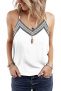 Ancapelion Women’s V Neck Summer Tank Top, Embroidery White