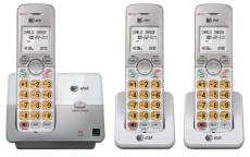 AT&T DECT 6.0 3 Cordless Phones with Caller ID, Handset Speakerphones, White and Grey