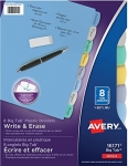 Avery Durable Plastic Write-On Dividers, 8 tabs, Multi-colour