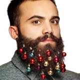 Beard Ornaments 12pc Colorful Christmas Facial Hair Ball Baubles for Santa Claus Beard Clip Men in The Holiday Spirit, 6 Colors of Bulbs and 6 Vibrant Ring Bells