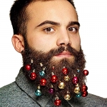 Beard Ornaments 12pc Colorful Christmas Facial Hair Ball Baubles for Santa Claus Beard Clip Men in The Holiday Spirit, 6 Colors of Bulbs and 6 Vibrant Ring Bells