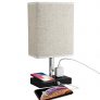 Bedside Table Lamp with Wireless Charging USB Charging Ports and Outlets Power Strip
