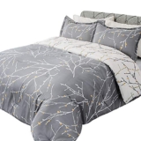 Bedsure Tree Branch Floral Comforter Set, Queen, Grey/Ivory