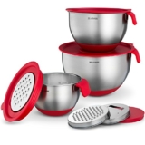 Belwares Stainless Steel Mixing Bowls Set of 3 with Airtight Lids