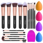 BESTOPE Makeup Brush Set, 16 Pcs Makeup Brushes & 4 Makeup Sponges & 1 Brush Cleaner, Rose Gold