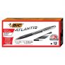 BIC Atlantis Ball Pens Retractable, Black, Medium Point, 12ct