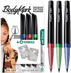 BIC BodyMark Temporary Tattoo Marker, Old School, Assorted Colors, 3-Count