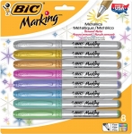 BIC Marking Metallic Permanent Markers, Fine Point, Assorted Colors, 8-Pack