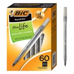 BIC Round Stic Ball Pens Stick, Black, Medium Point, Box of 60