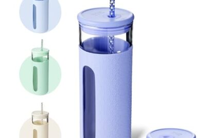 Bottle Bottle Glass Tumbler with Straw and Lid, 20 oz 