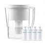 Brita VALUE PACK Slim Water Filter Pitcher with 4 Advanced Replacement Filters, White