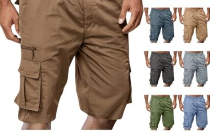 Mens Relaxed Fit Stretch Waist Cargo Shorts
