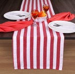 Classic French Stripe 100% Cotton Table Runner 16×108 Tailored with Mitered Corner – Red