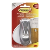 Command Timeless Hook, Large, Brushed Nickel, 1 Hook 2 Large Strips