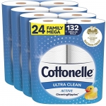 Cottonelle Ultra Clean Toilet Paper (24 Mega Rolls = 132 Regular Rolls)