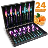 HOBO 24 Piece Rainbow Multicolor Stainless Steel Flatware Set