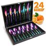 HOBO 24 Piece Rainbow Multicolor Stainless Steel Flatware Set