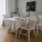 Decouverte Rectangular Tablecloth White Cotton Checkered, 55”x98”