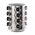 DEFWAY Revolving Spice Rack Organizer – Stainless Steel Spice Tower with 16 Glass Jars