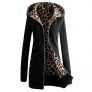 DOKER Women’s Winter Thick Leopard Print Zip up Hoodie Coat