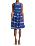 HBC Stripes Holiday Multistripe Sleeveless Midi Dress