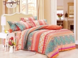 Duvet Cover Set, Orange Coral Boho chic Bohemian Mandala Medallion Pattern