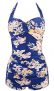 Ebuddy Women Vintage Style Boy-Leg One Piece Ruched Monokinis Swimsuit