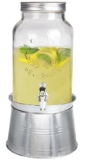 Estilo Glass Mason Jar Beverage Drink Dispenser with Ice Bucket Stand, Clear, 1.5 gallon